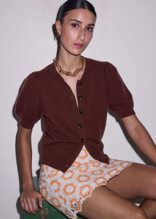 Cinnamon Brown Cashmere Feminine Sleeve Cardi | ME+EM