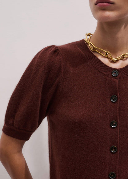 Cinnamon Brown Cashmere Feminine Sleeve Cardi | ME+EM