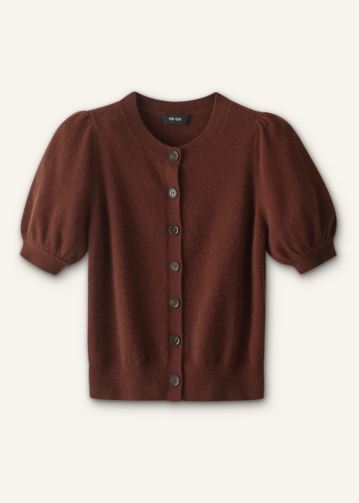 Cinnamon Brown Cashmere Feminine Sleeve Cardi | ME+EM