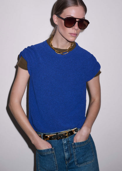 Blue Straight Knit Tee | ME+EM