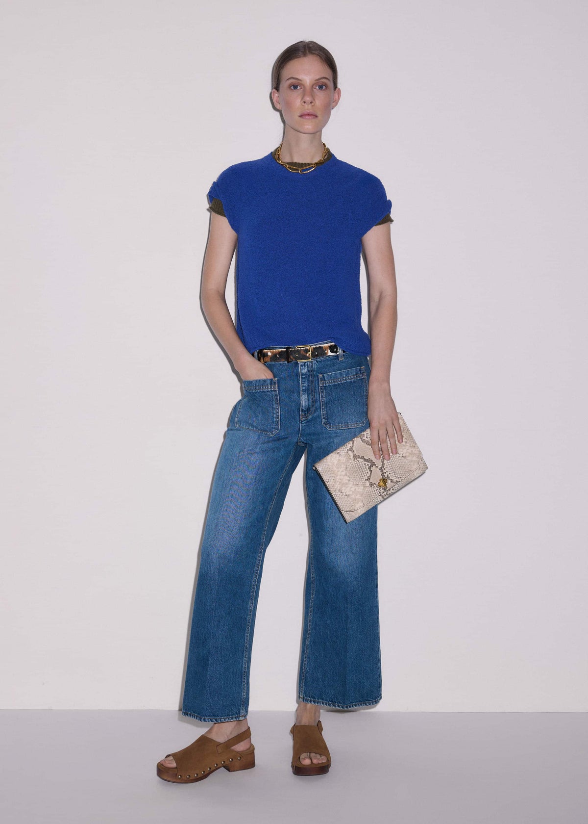 Blue Straight Knit Tee | ME+EM