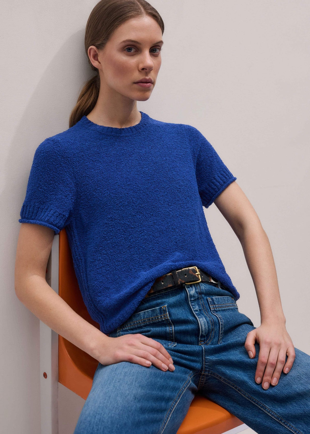Blue Straight Knit Tee | ME+EM
