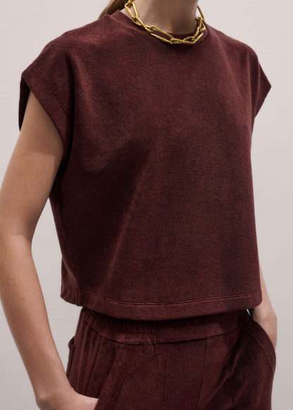 Cinnamon Brown Cap Sleeve Crop Tee | ME+EM