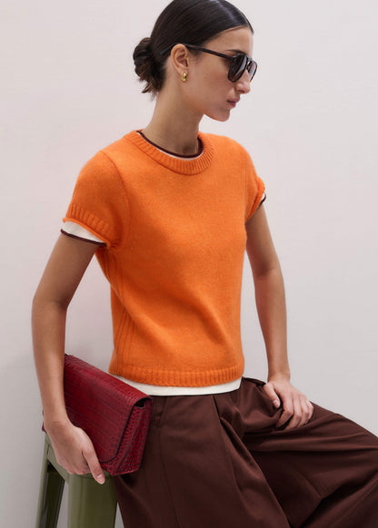 Orange Merino Cashmere Silk Baby Tee | ME+EM