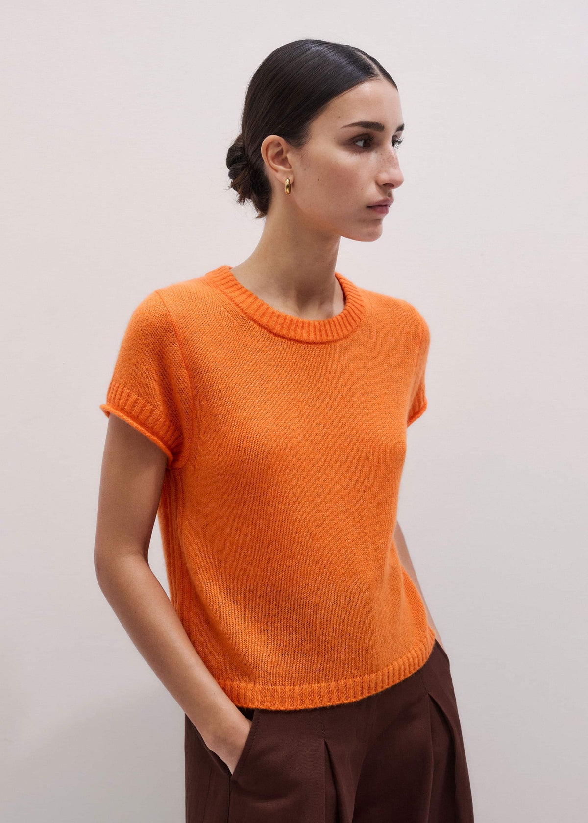 Orange Merino Cashmere Silk Baby Tee | ME+EM