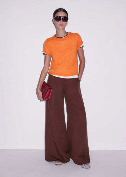 Orange Merino Cashmere Silk Baby Tee | ME+EM