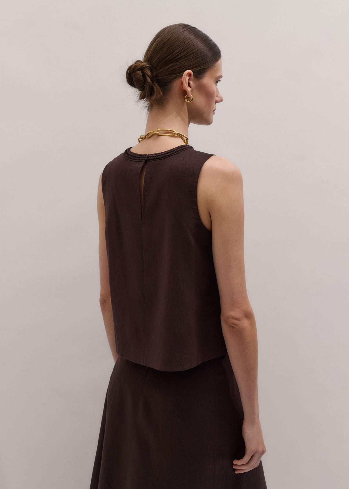 Brown Crochet Trim Crop Top | ME+EM