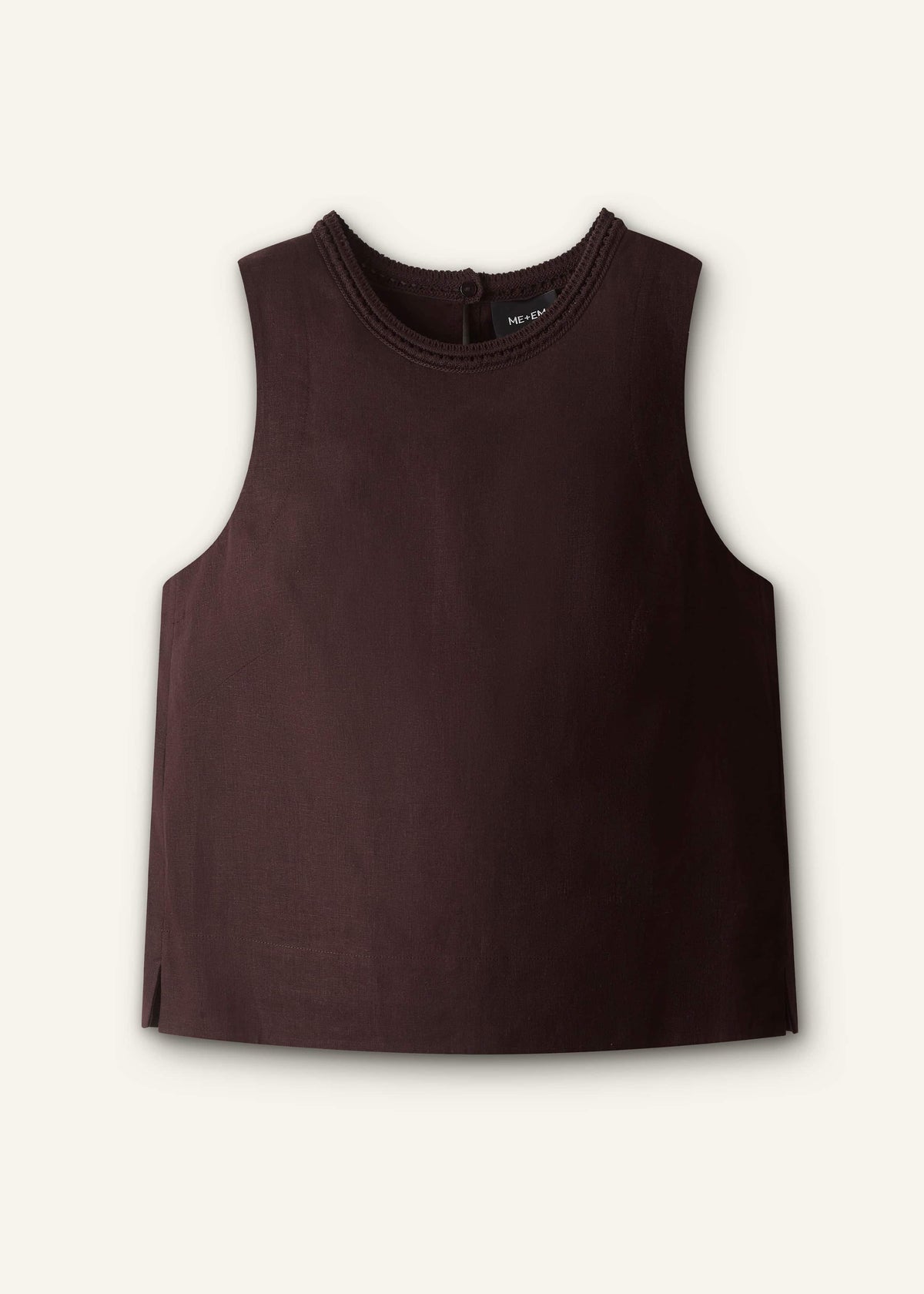 Brown Crochet Trim Crop Top | ME+EM