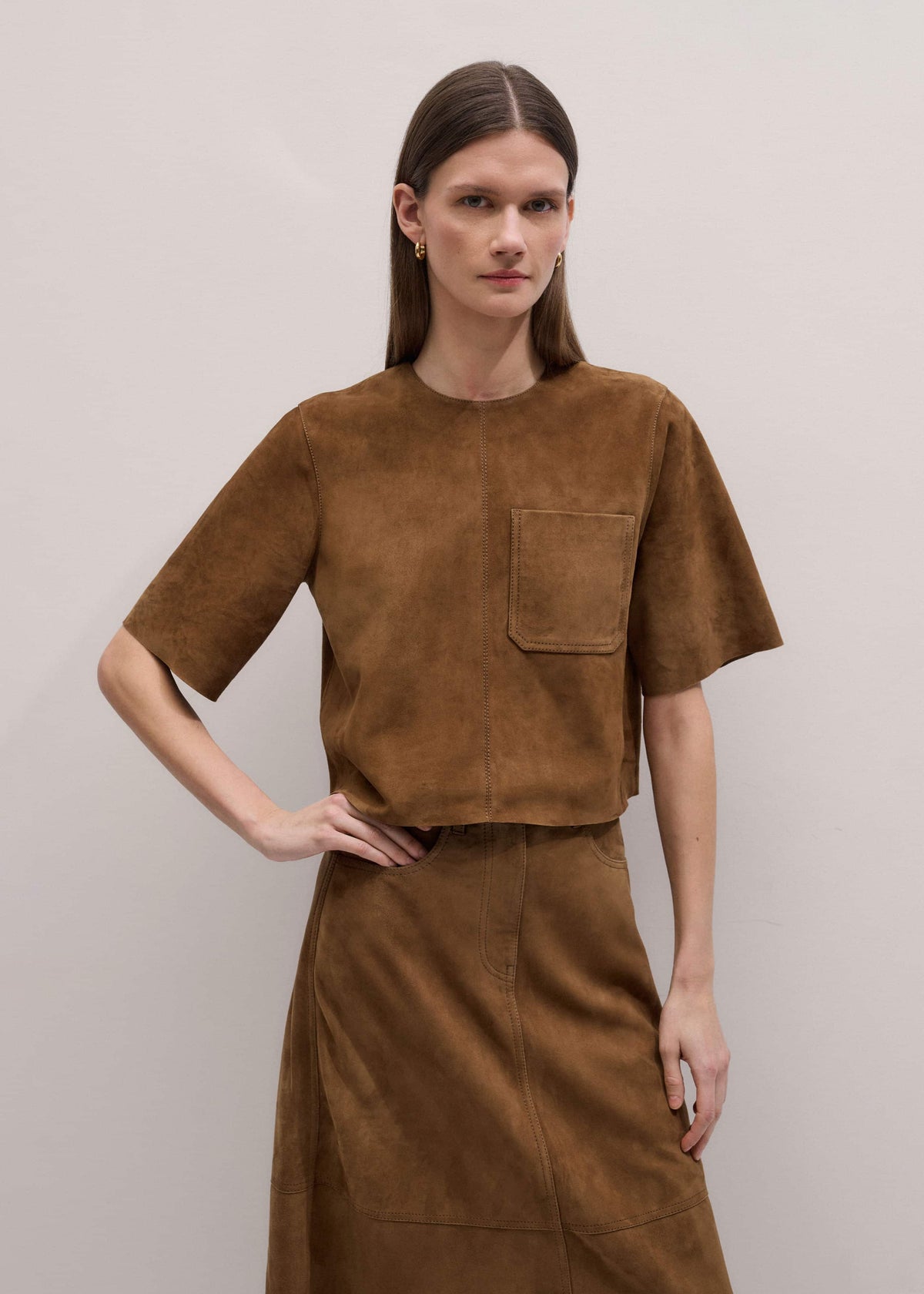 Brown Luxe Boxy T-Shirt | ME+EM