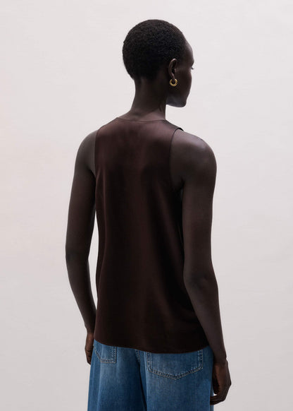 Brown Silk Satin Fluid Evening Tank | ME+EM