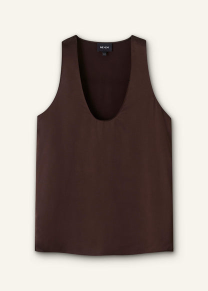 Brown Silk Satin Fluid Evening Tank | ME+EM