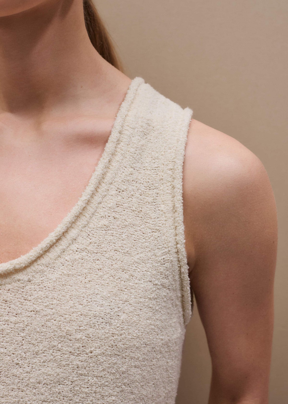 Cream Slim Knit Tank Top | ME+EM