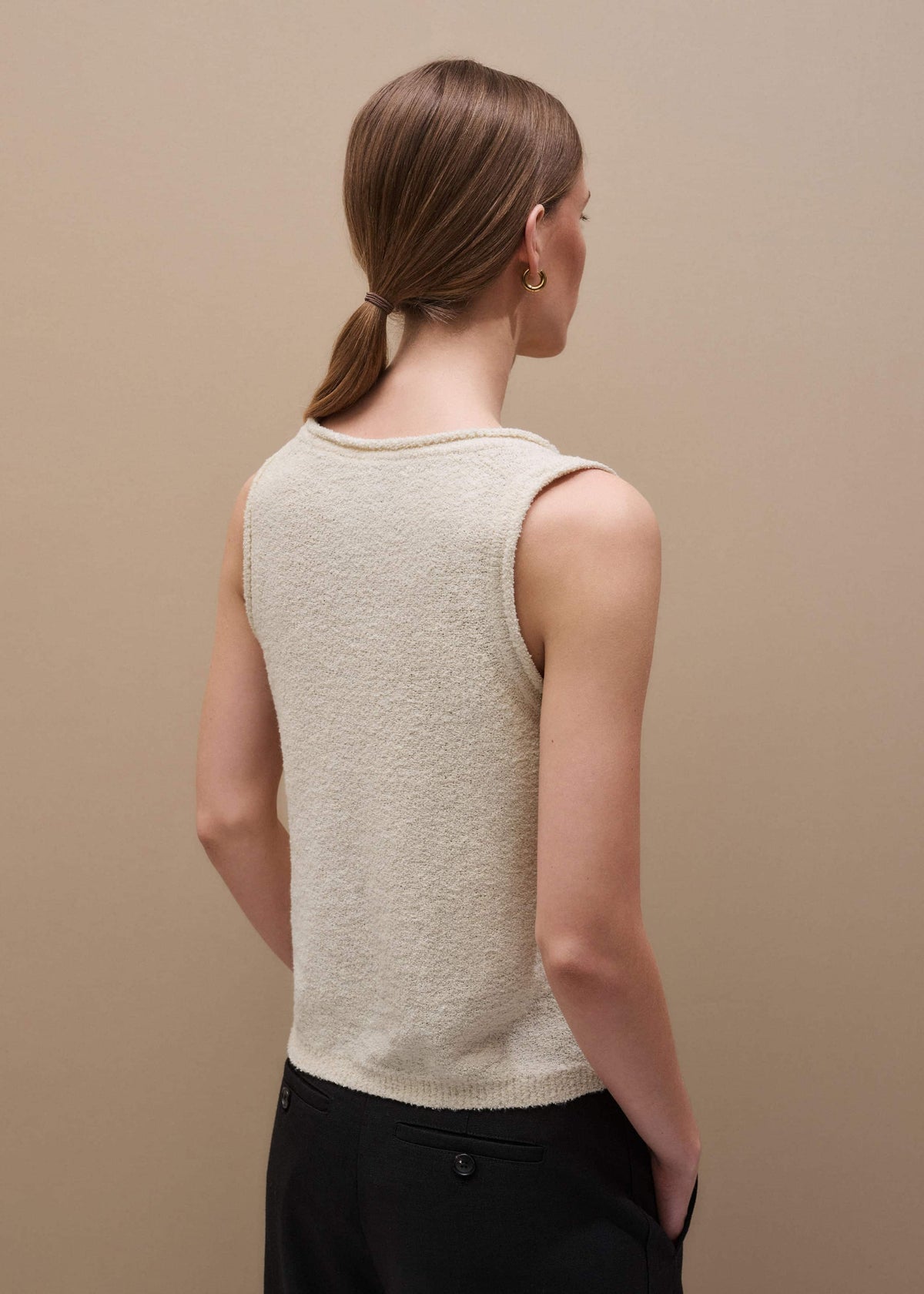 Cream Slim Knit Tank Top | ME+EM
