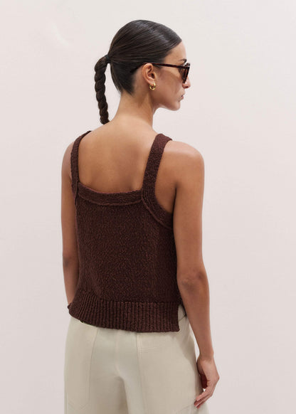 Cinnamon Brown Square Neck Knit Top | ME+EM