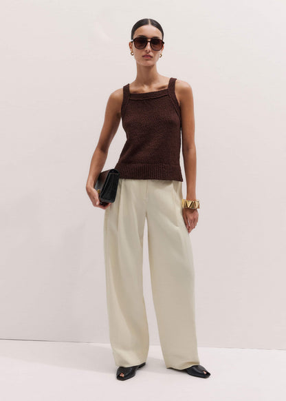 Cinnamon Brown Square Neck Knit Top | ME+EM