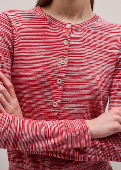 Red Spacedye Slim Fit Cardigan | ME+EM