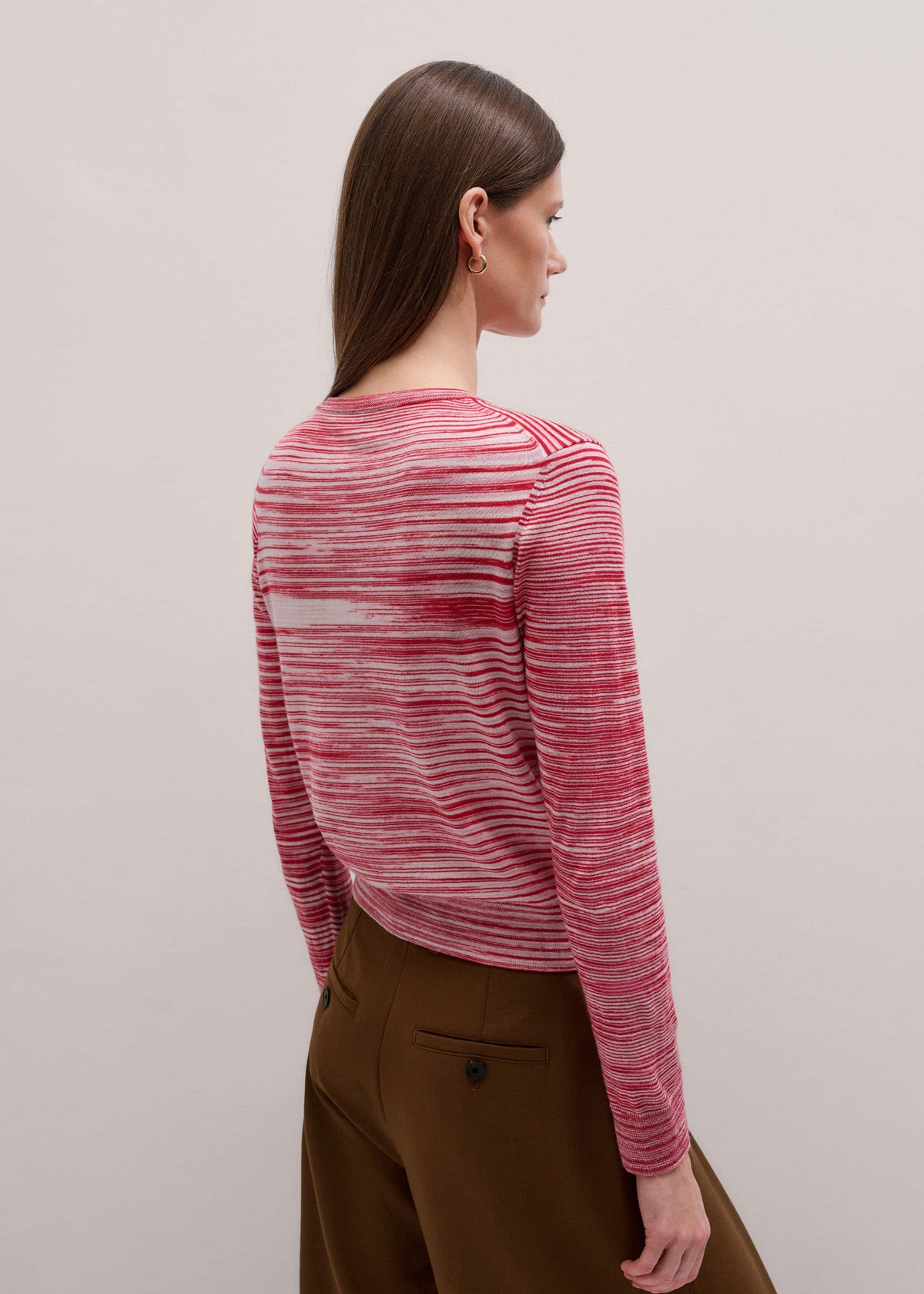 Red Spacedye Slim Fit Cardigan | ME+EM
