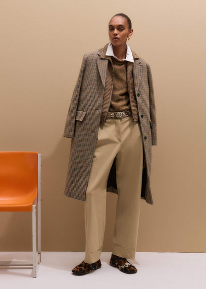 Brown Roll Trim Straight Layering Sweater Vest | ME+EM