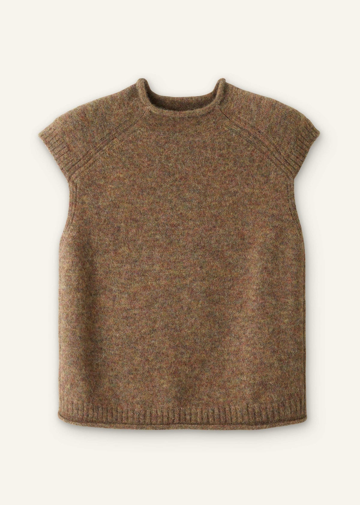 Brown Roll Trim Straight Layering Sweater Vest | ME+EM