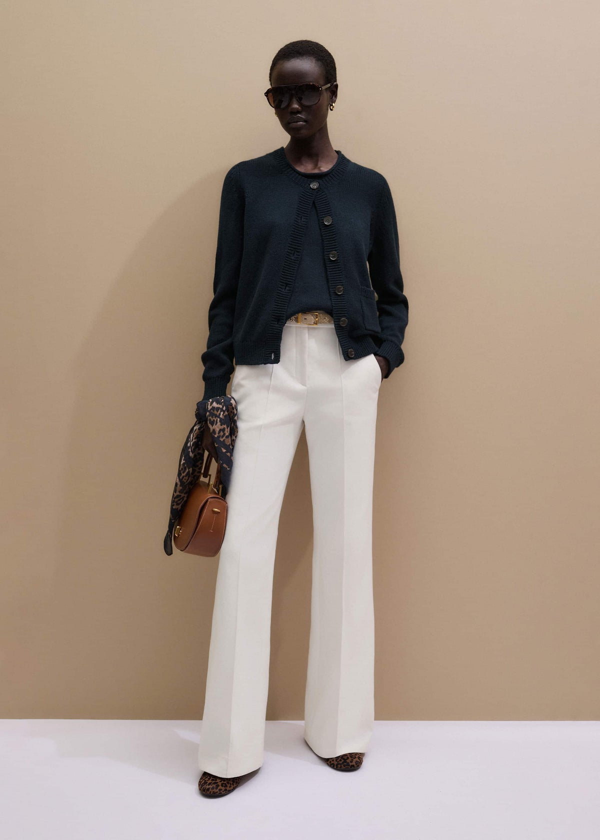 Navy Boxy Knit Straight Cardigan | ME+EM