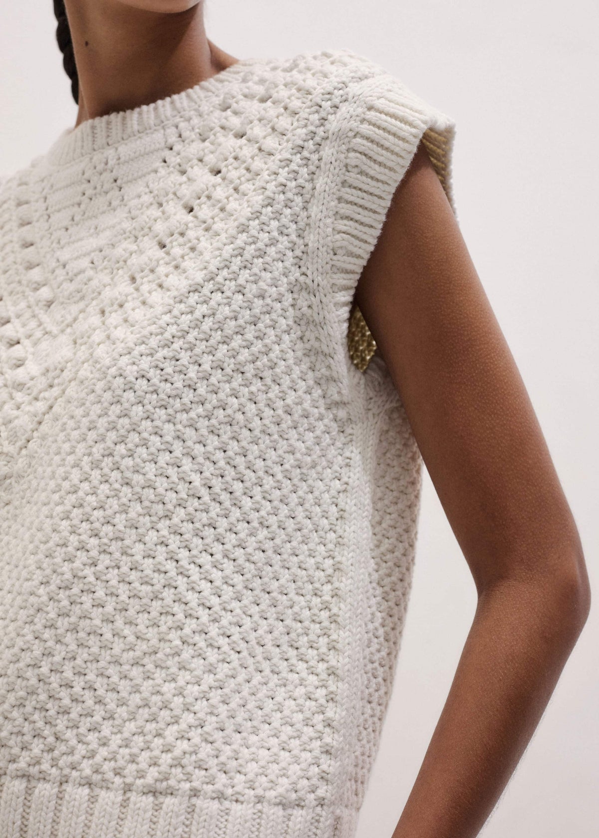 Cream Relaxed Knit Vest | ME+EM
