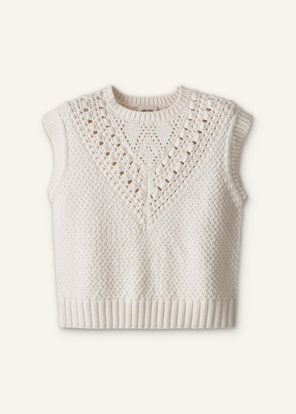 Cream Relaxed Knit Vest | ME+EM
