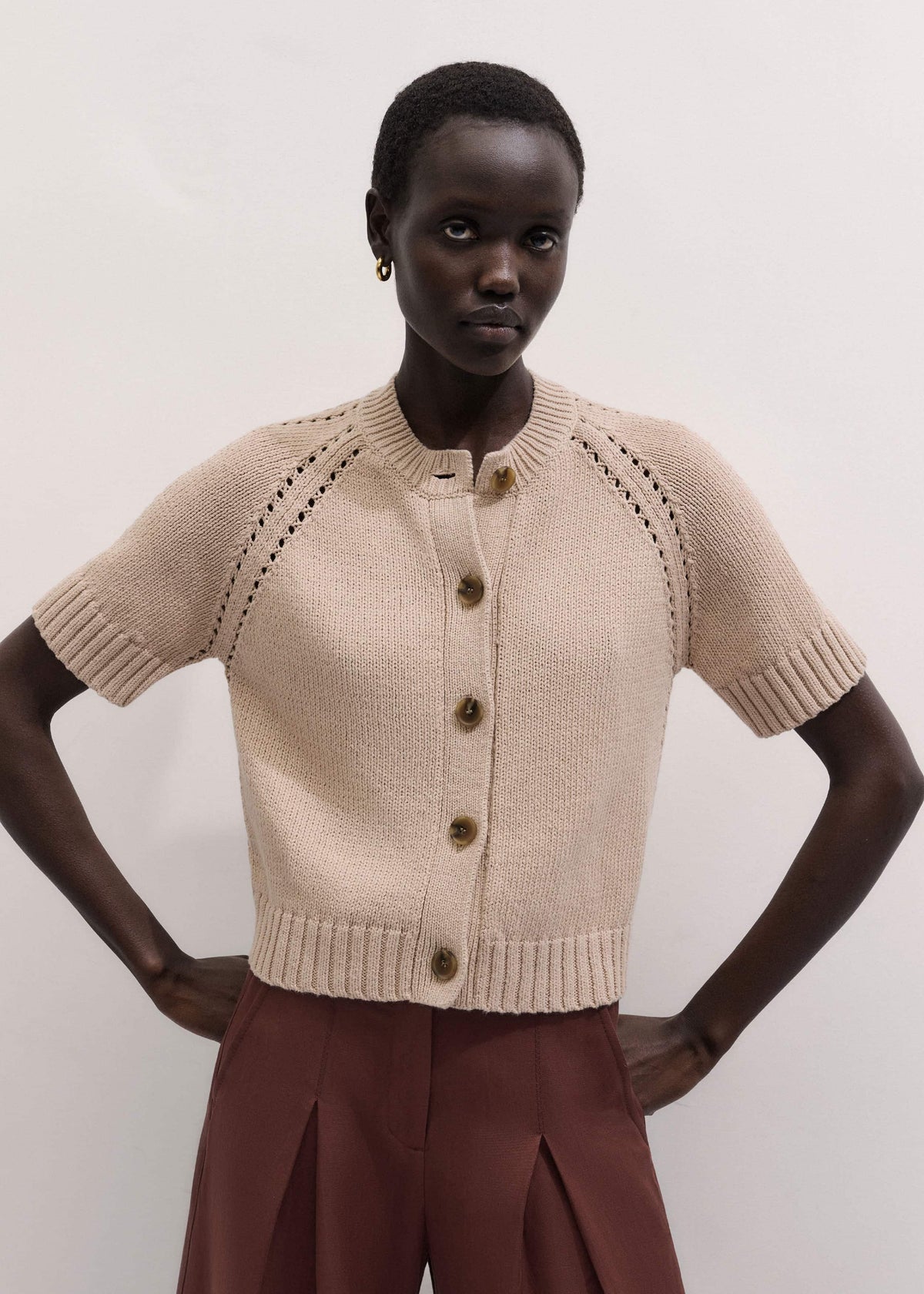 Stone Short Sleeve Cardigan | ME+EM