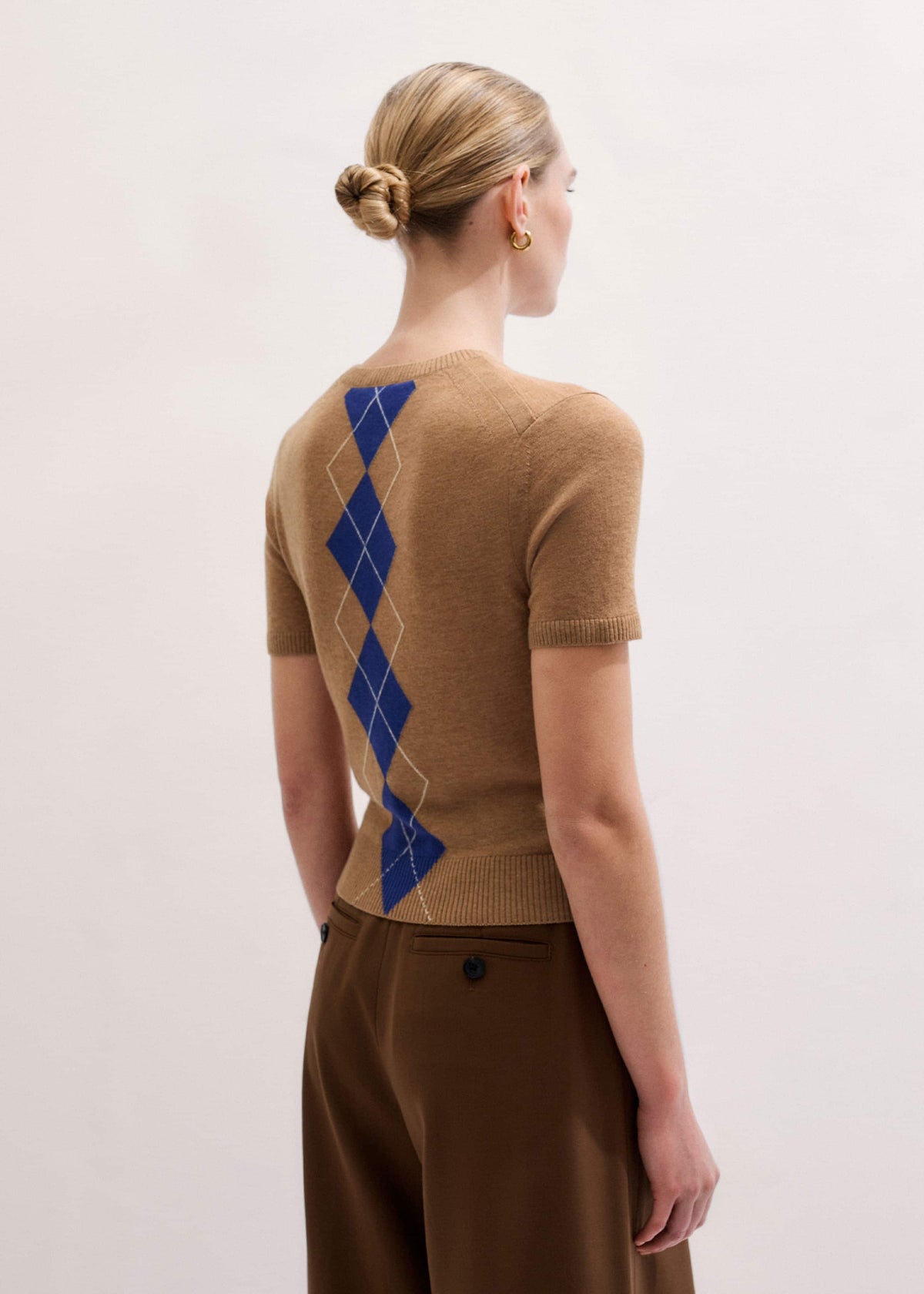 Brown Fine Argyle Slim Tee | ME+EM