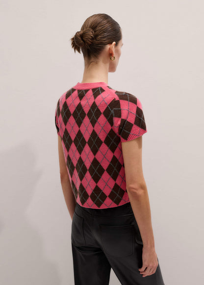 Pink Cashmere Argyle Knit Baby Tee | ME+EM
