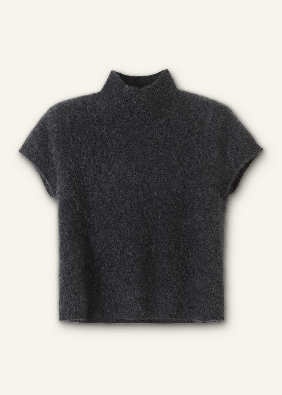 Gray Brushed Cashmere High Neck Baby Tee | ME+EM