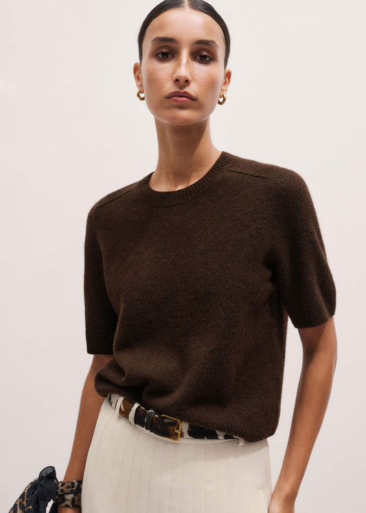 Brown Felted Knit Tee | ME+EM