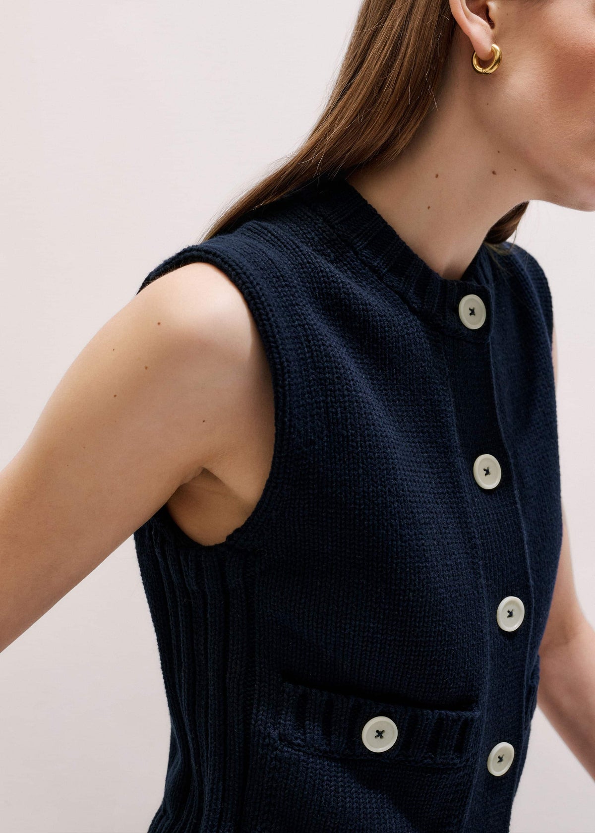 Navy Straight Crop Vest | ME+EM
