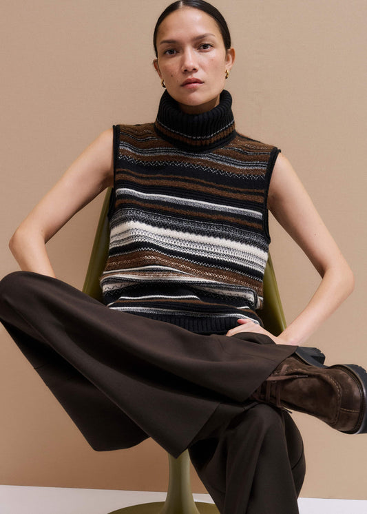 Black Textured Stitch Straight Sweater Vest + Snood | ME+EM