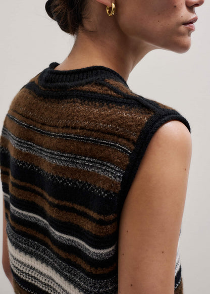 Black Textured Stitch Straight Sweater Vest + Snood | ME+EM