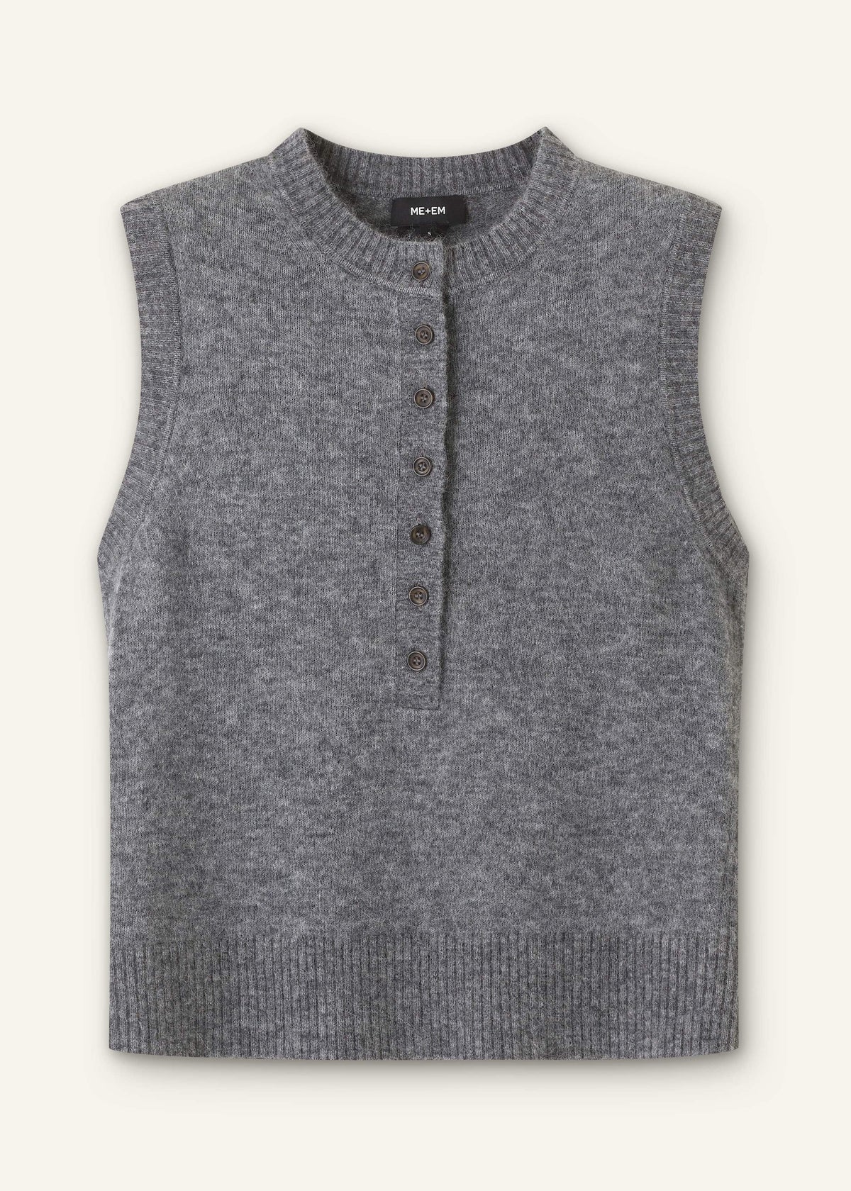 Grey Henley Straight Knit Vest | ME+EM
