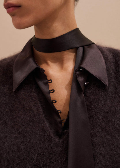 Brown Brushed Cashmere V-Neck Sweater Vest | ME+EM