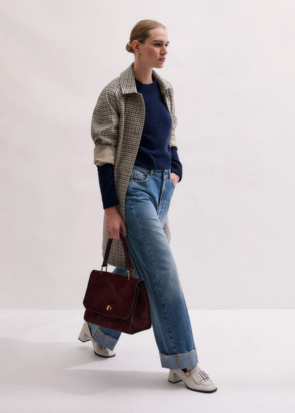 Navy Cashmere Crew Neck Crop Sweater | ME+EM