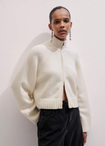 Cream Two-Way Zip Jacket | ME+EM