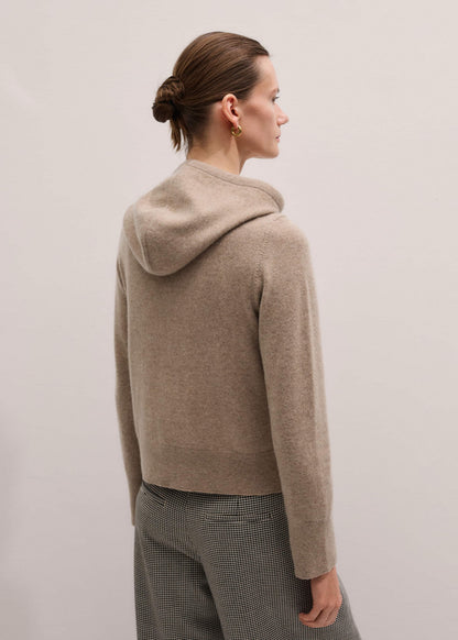 Light Brown Cashmere Two-Way Zip Straight Hoodie | ME+EM