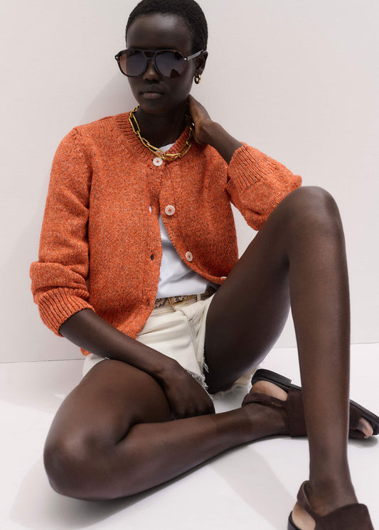 Orange Relaxed Crew Cardigan | ME+EM
