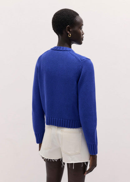 Deep Blue Straight Crop Cardigan | ME+EM