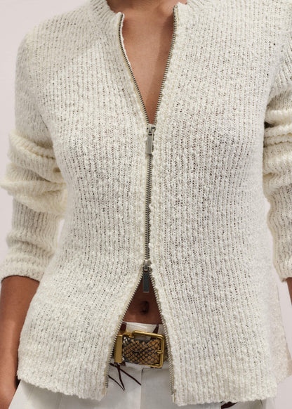 Cream Double Zip Cardigan | ME+EM