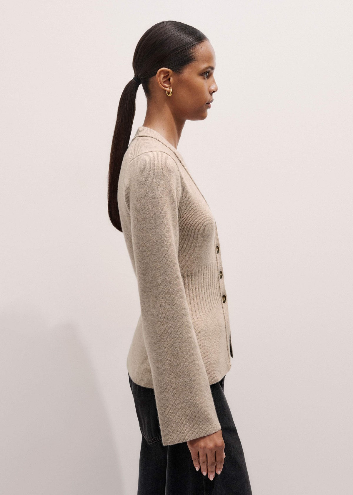 Brown Merino Cashmere Contour Cardigan | ME+EM