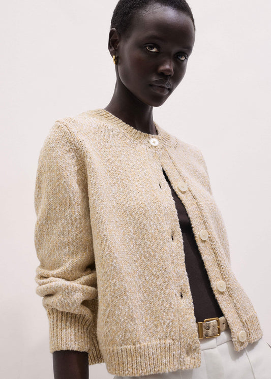 Yellow Relaxed Crew Neckline Cardigan | ME+EM