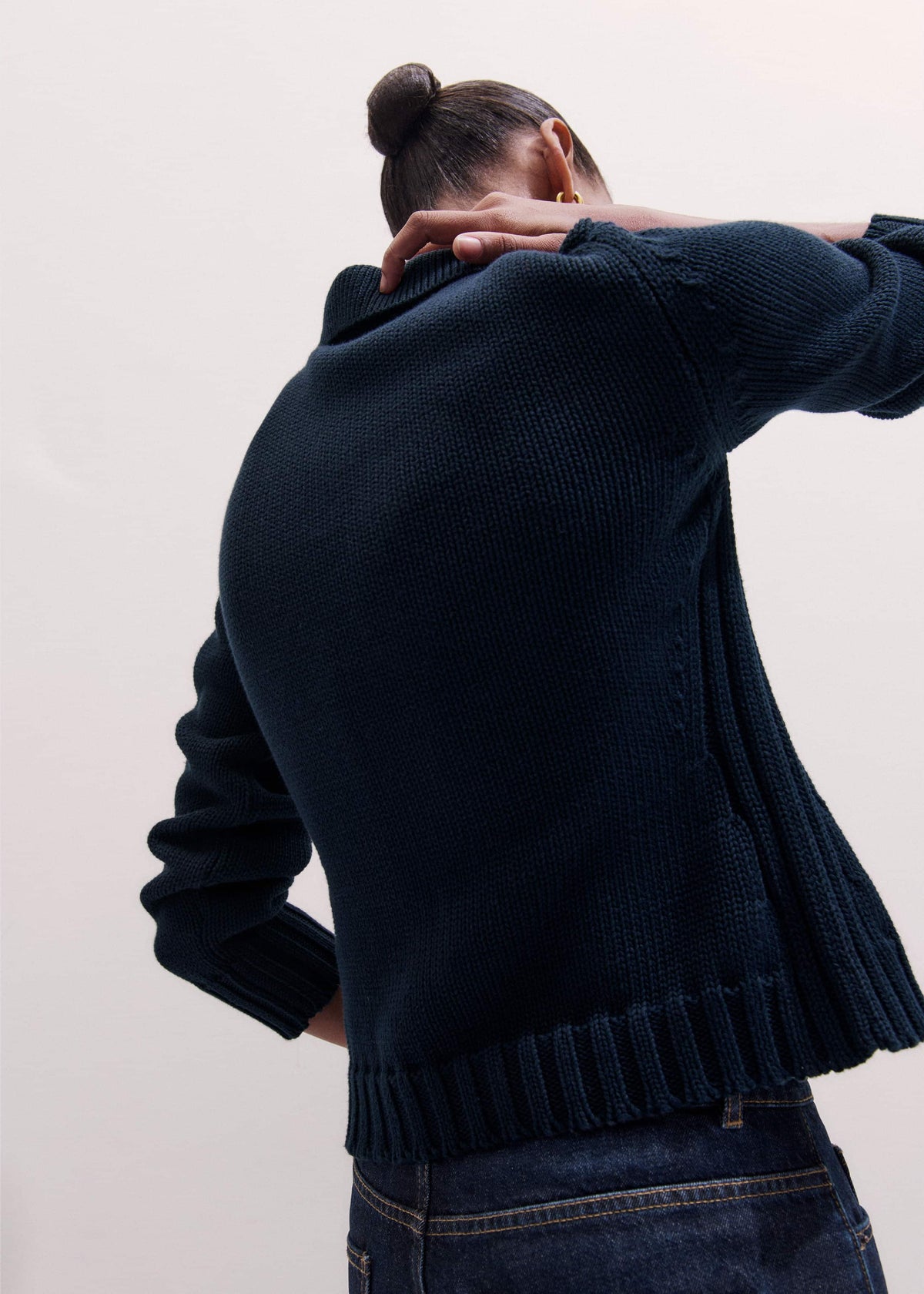 Navy Slim Collared Cardigan | ME+EM