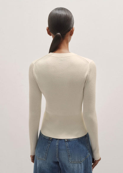 Cream Milano Knit Two-Way Zip Cardigan | ME+EM