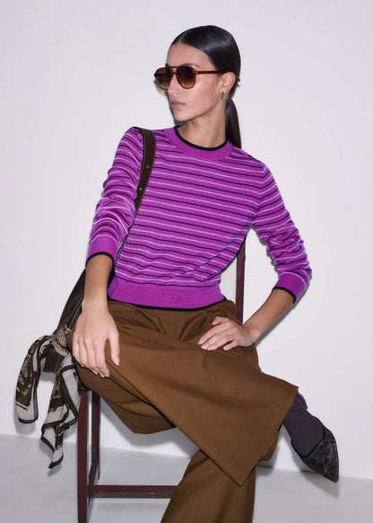 Textured Stripe Straight Sweater | ME+EM
