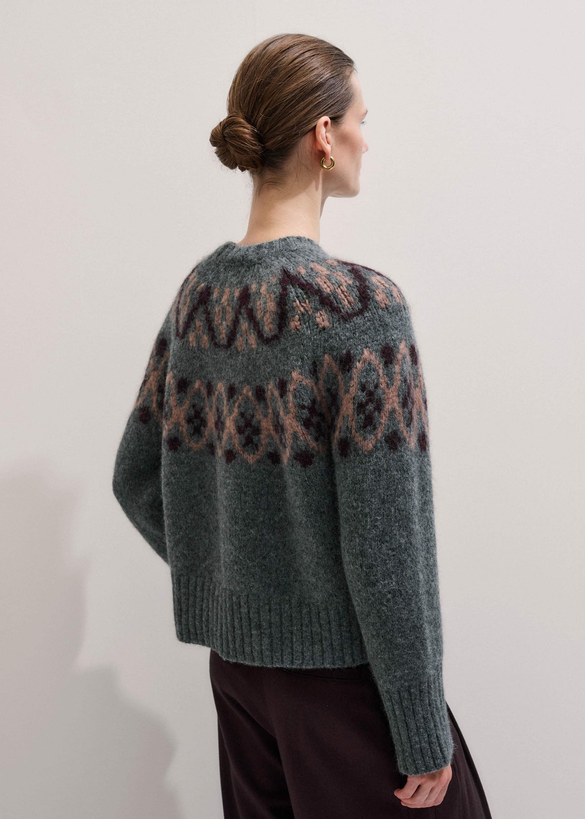 Gray Fairisle Jacquard Relaxed Sweater + Snood | ME+EM