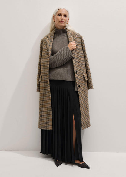 Brown Cashmere High Neck Relaxed Statement Sweater | ME+EM
