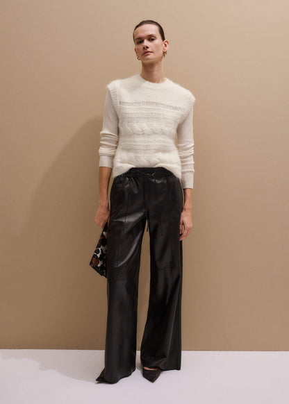 Cream Barely There Slim Rib Layering Sweater | ME+EM